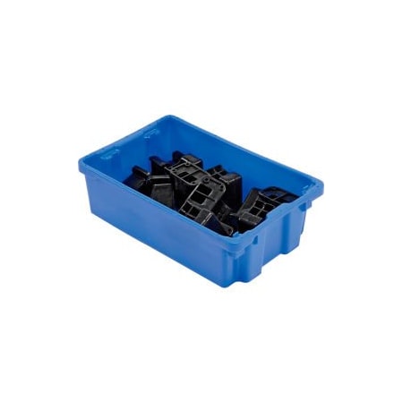 Storage Container, 19-1/2 in L x 13 in W x 6-1/4 in H, Blue, Polyethylene, 5 PK
